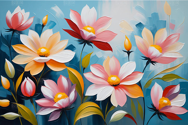 油画花卉艺术涂抹素材