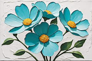 油画花卉彩色立体素材
