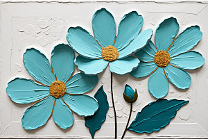 油画花卉立体浪漫素材