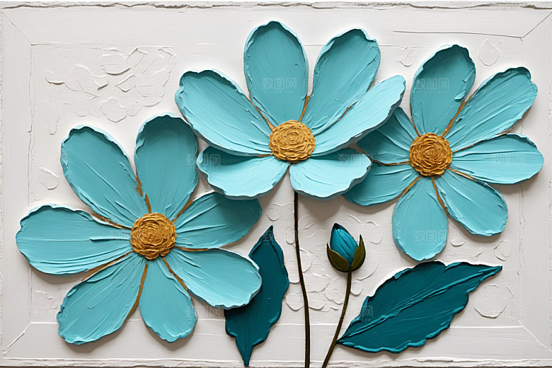 油画花卉立体浪漫素材