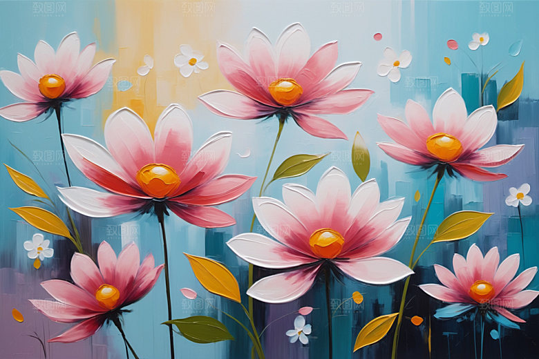 油画花卉立体手绘素材