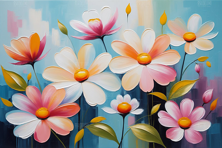油画花卉立体唯美素材