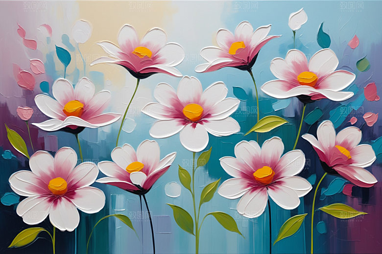 油画花卉唯美涂抹素材