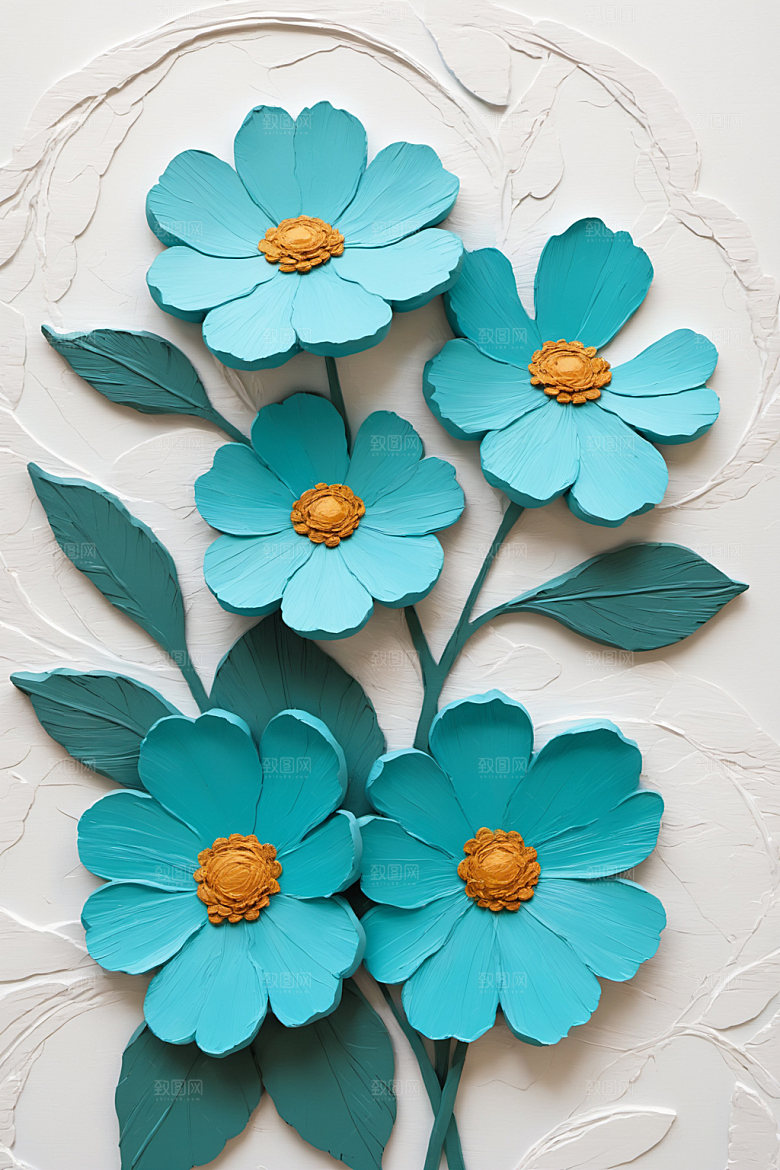 油画花卉涂抹清新素材