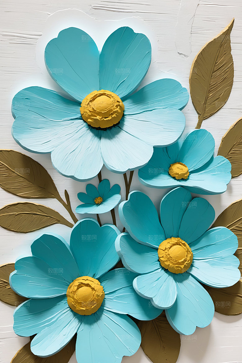 油画花卉涂抹彩色素材