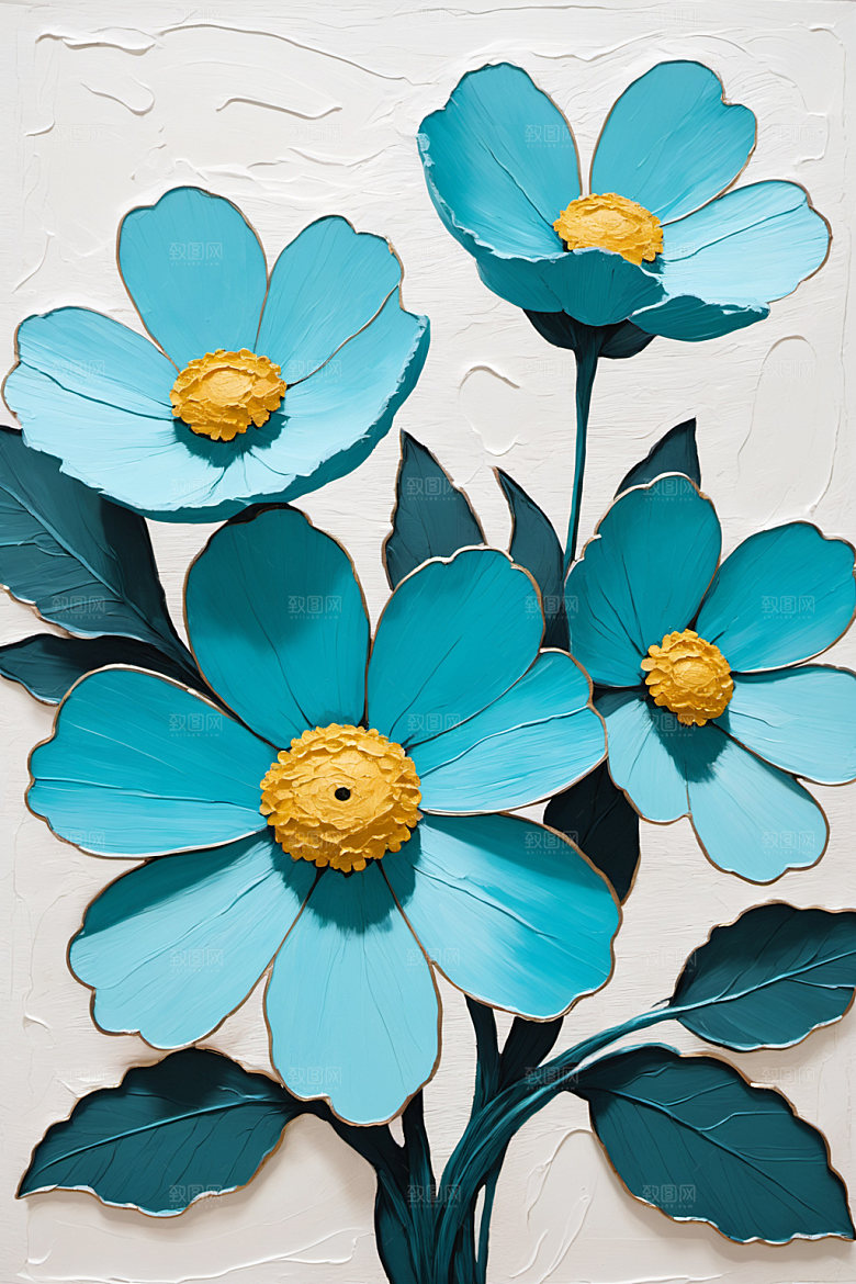 油画花卉浪漫清新素材