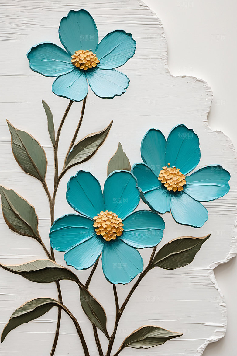 油画花卉立体浪漫素材