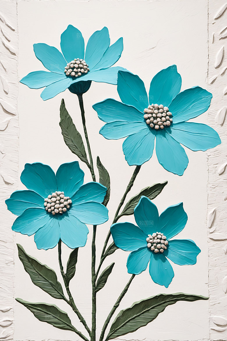 油画花卉浪漫立体素材