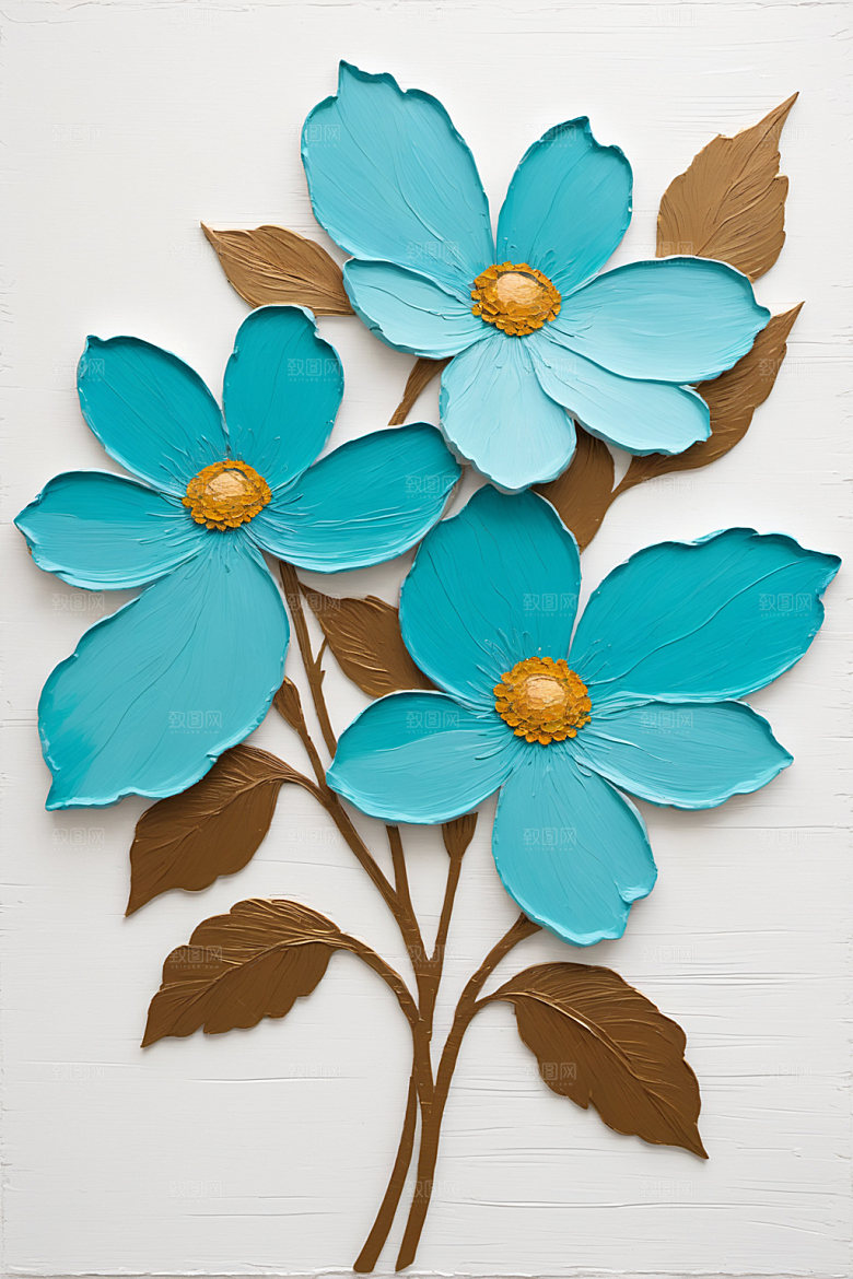 油画花卉立体清新素材