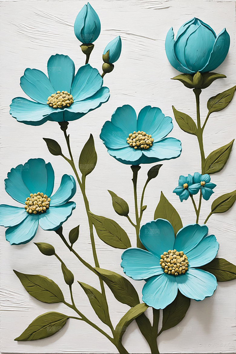 油画花卉彩色艺术素材