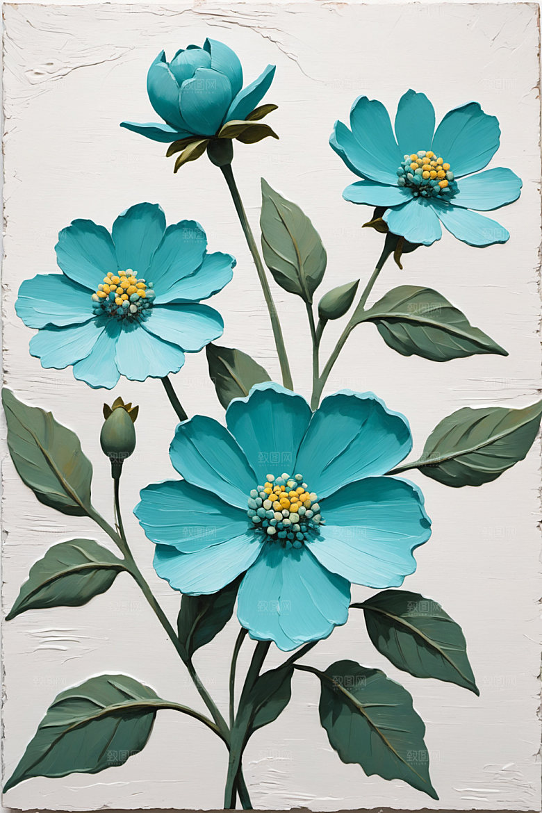 油画花卉浪漫立体素材