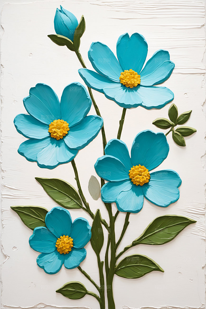 油画花卉涂抹彩色素材