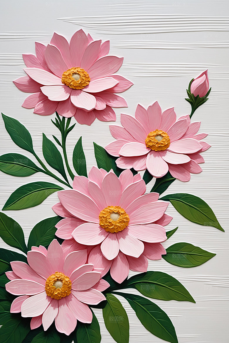 油画花卉立体手绘素材