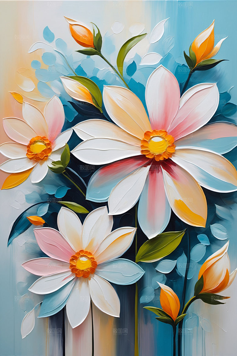 油画花卉涂抹艺术素材