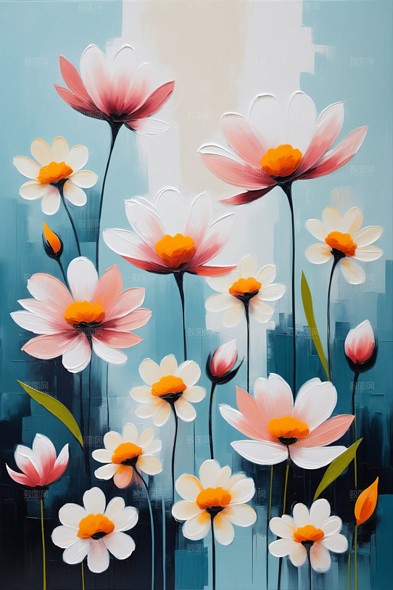 油画花卉涂抹高清素材