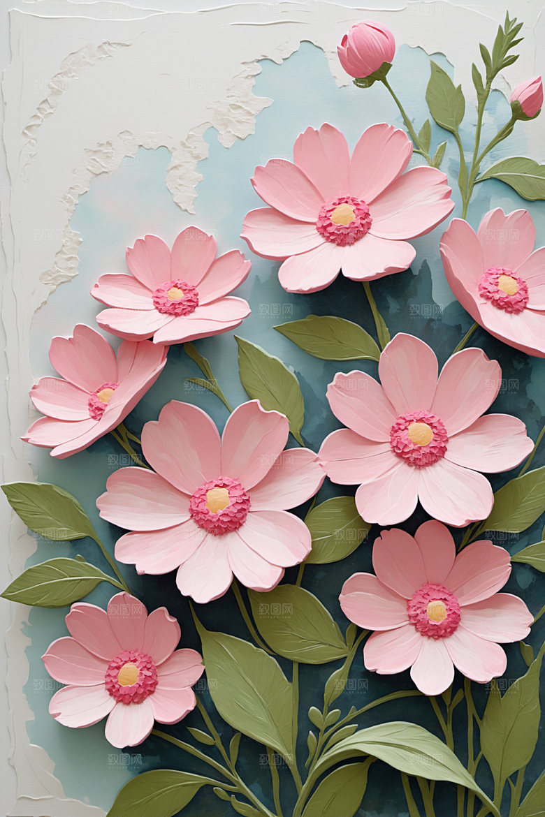 油画花卉立体涂抹素材