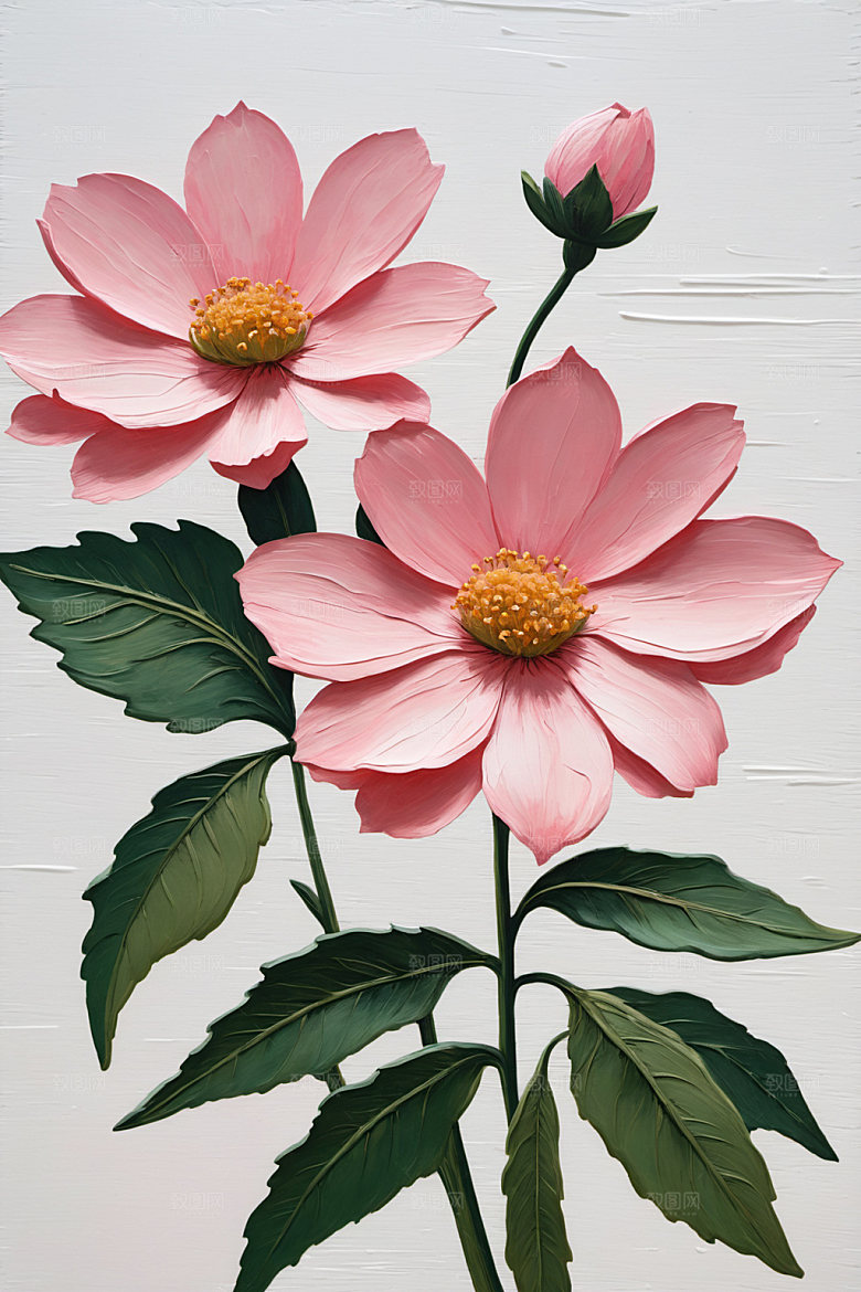 油画花卉立体清新素材