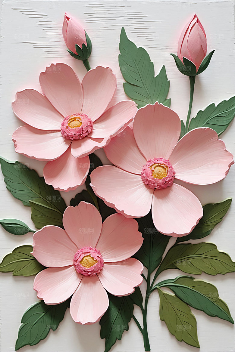 油画花卉浪漫涂抹素材