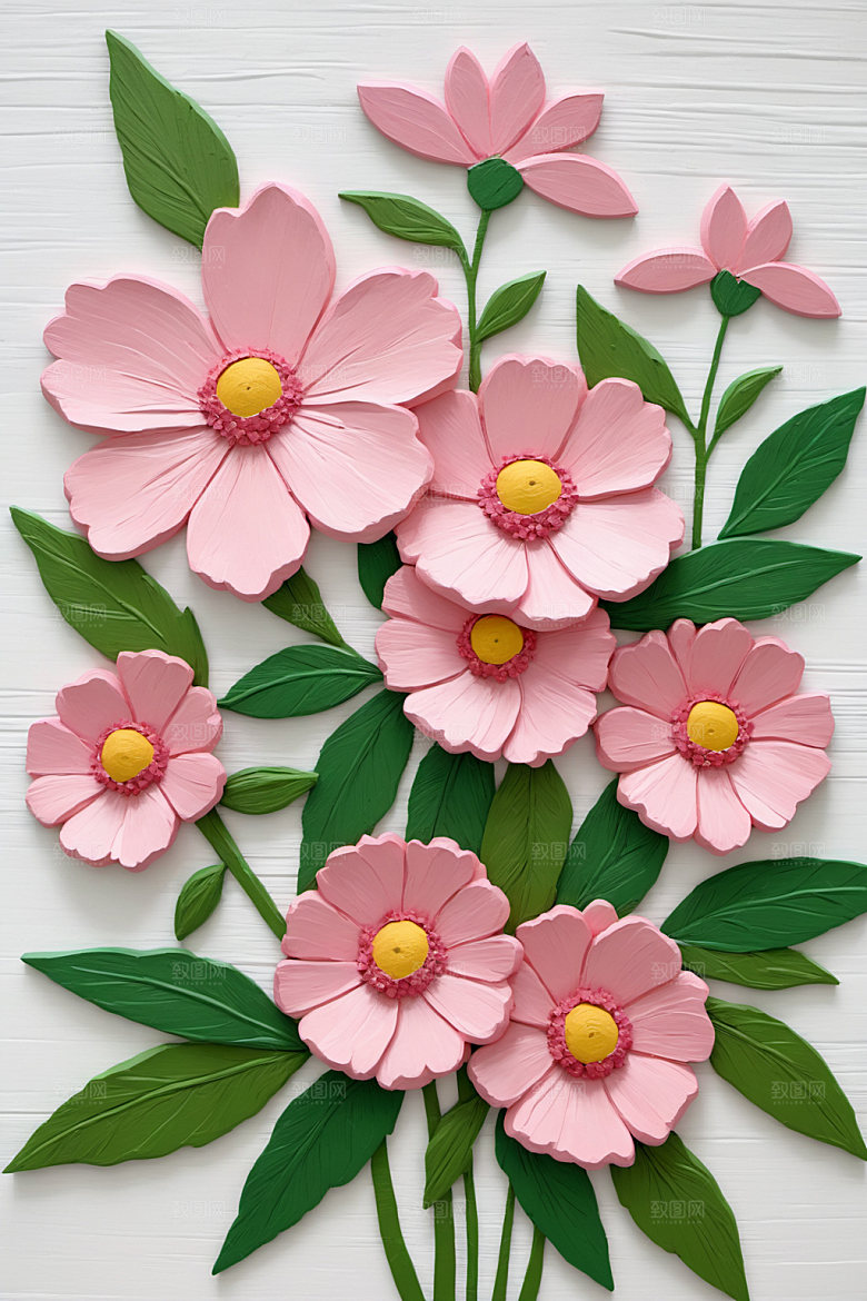 油画花卉清新立体素材