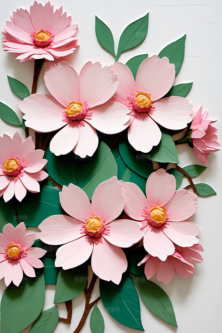 油画花卉涂抹彩色素材