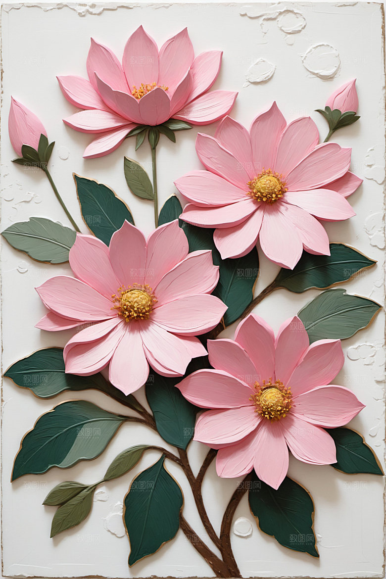 油画花卉立体颜料素材