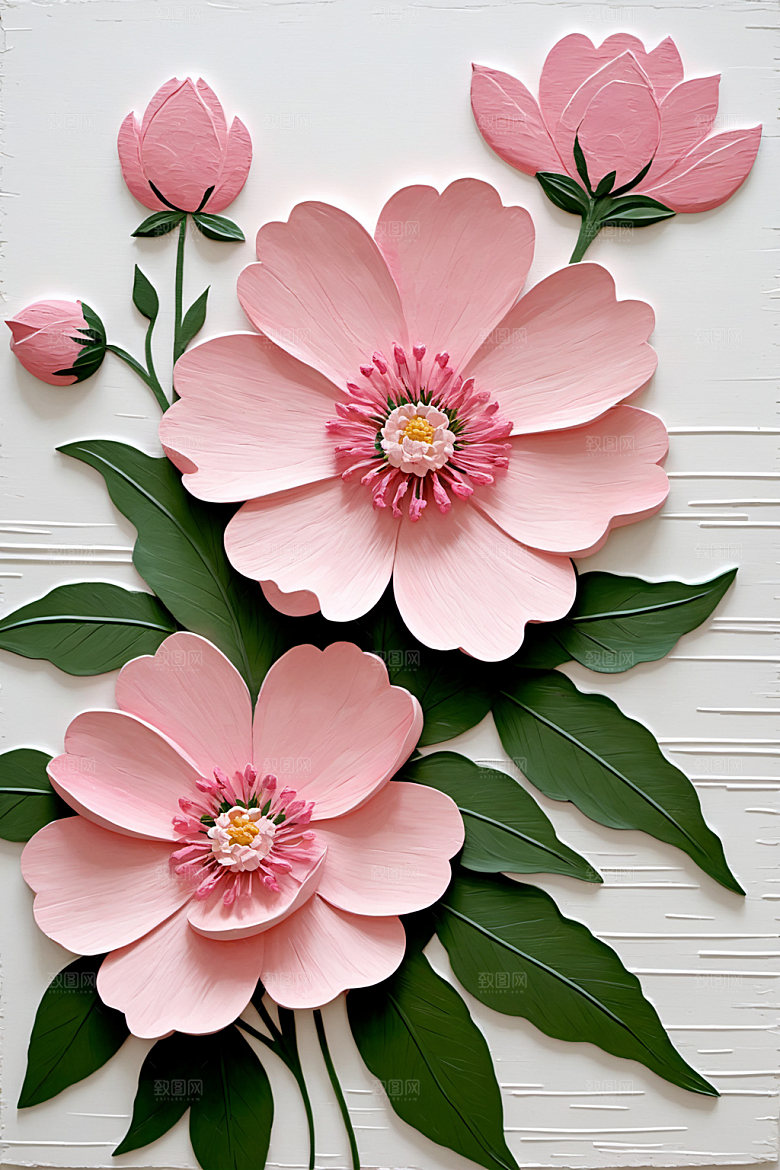 油画花卉涂抹清新素材