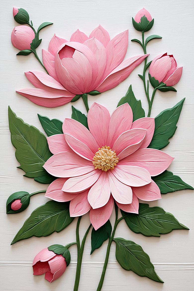 油画花卉涂抹高清素材