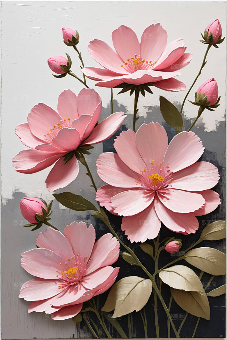 油画花卉艺术彩色素材