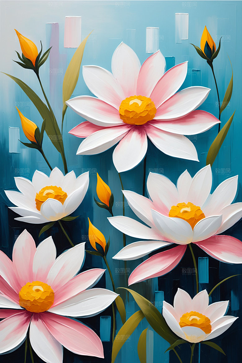 油画花卉立体涂抹素材