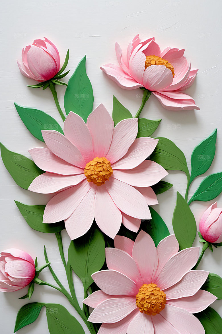 油画花卉涂抹高清素材