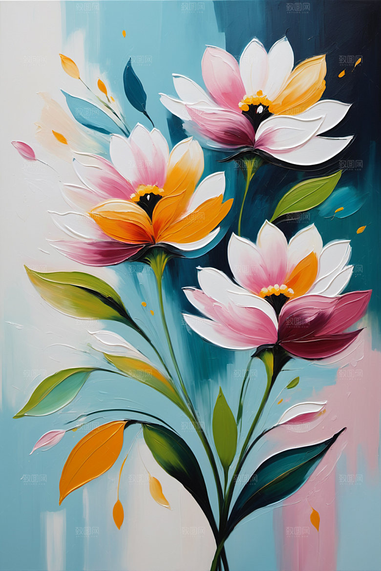 油画花卉涂抹唯美素材
