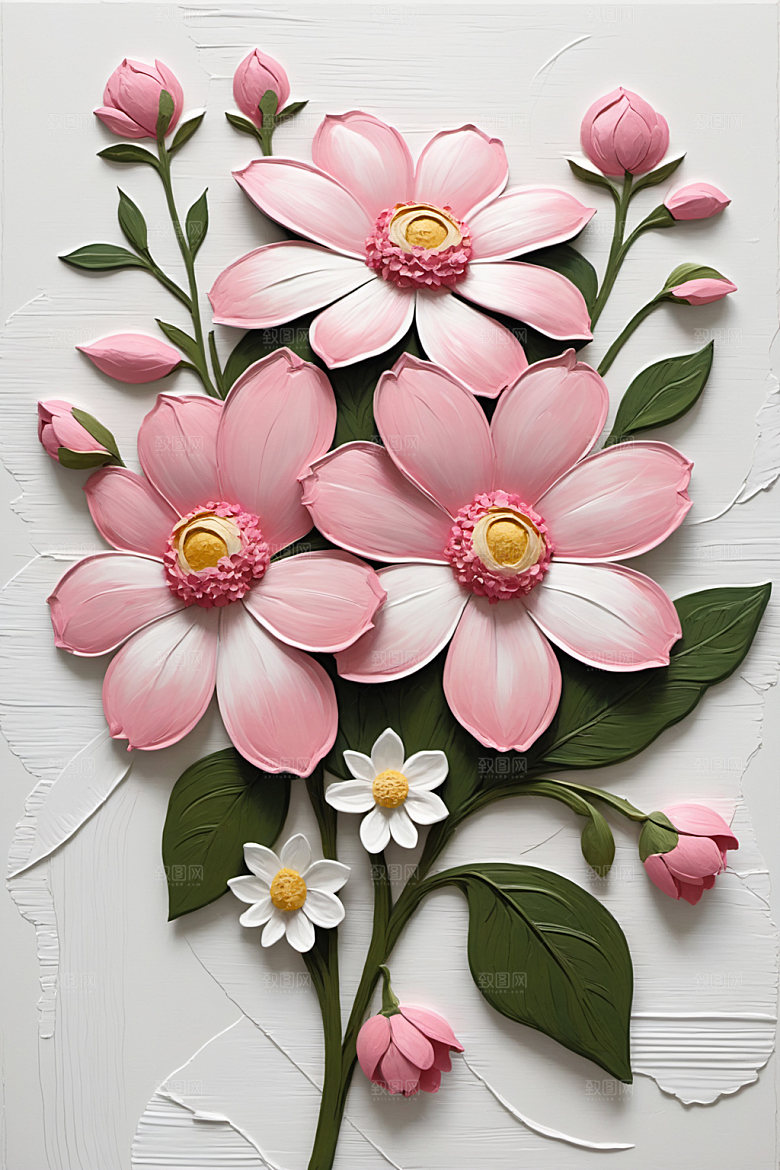 油画花卉高清涂抹素材