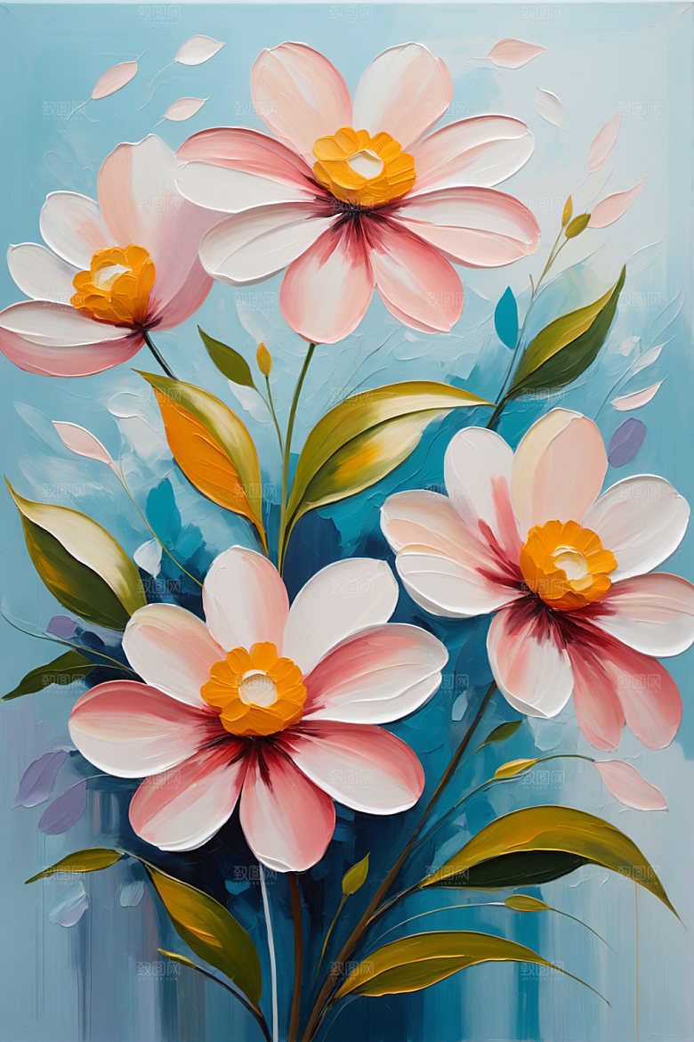 油画花卉涂抹清新素材