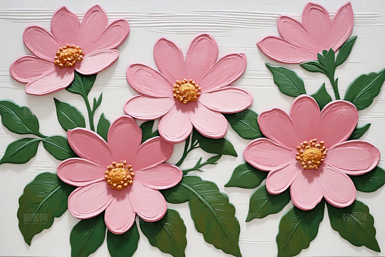油画花卉清新涂抹素材