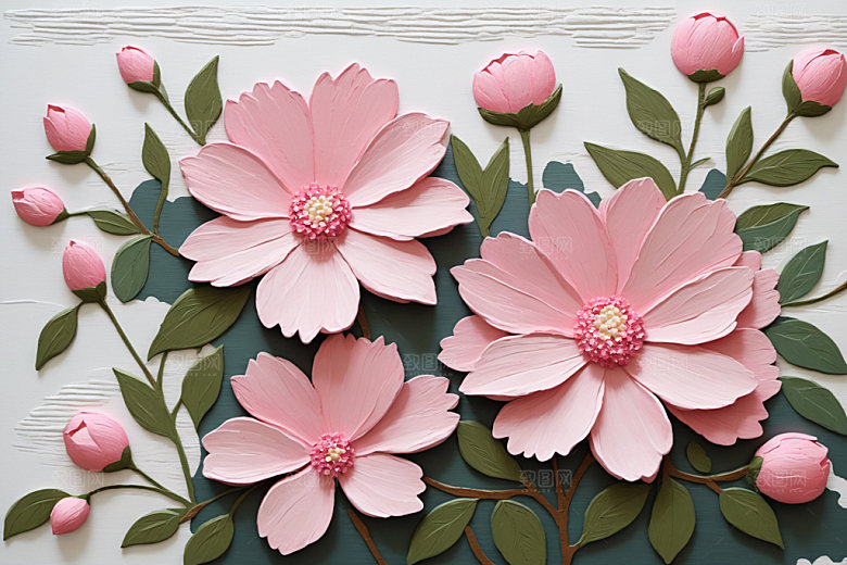 油画花卉涂抹浪漫素材