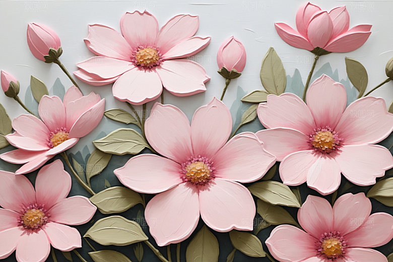 油画花卉涂抹立体素材