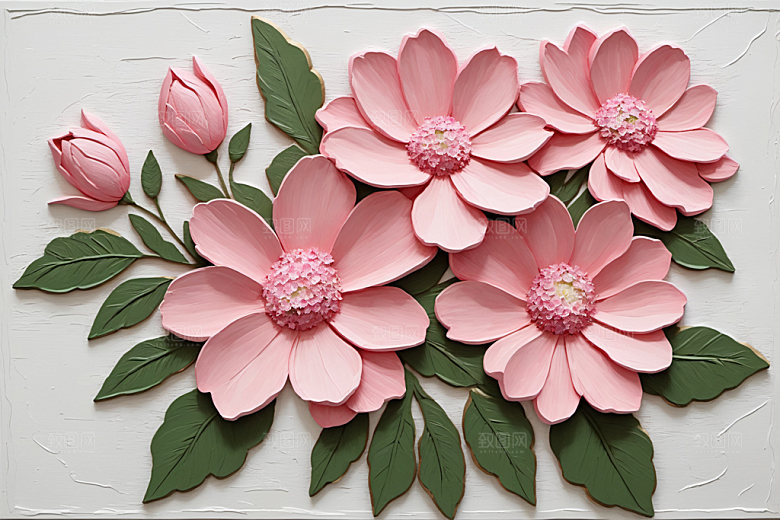 油画花卉涂抹立体素材