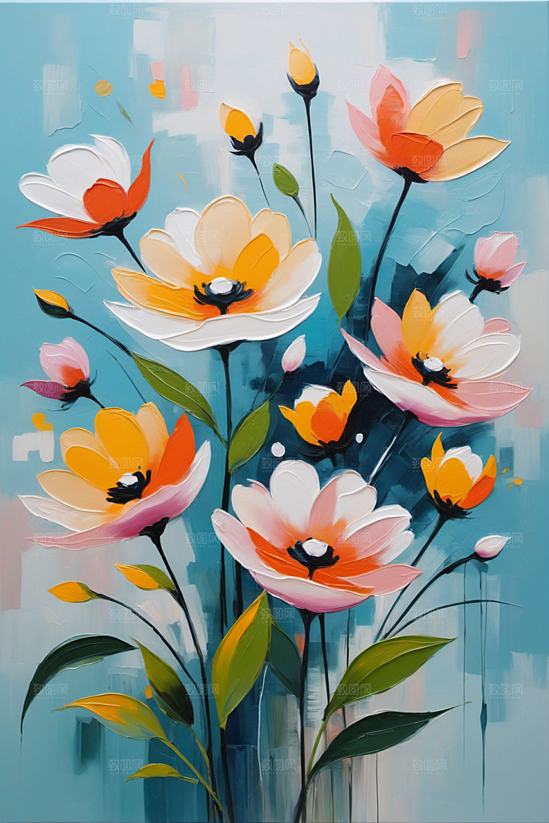 油画花卉艺术彩色素材