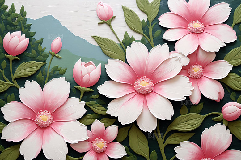 油画花卉浪漫手绘素材
