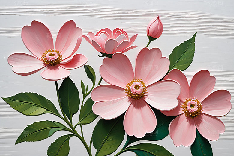 油画花卉彩色清新素材