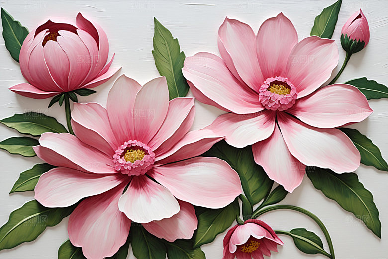 油画花卉彩色涂抹素材