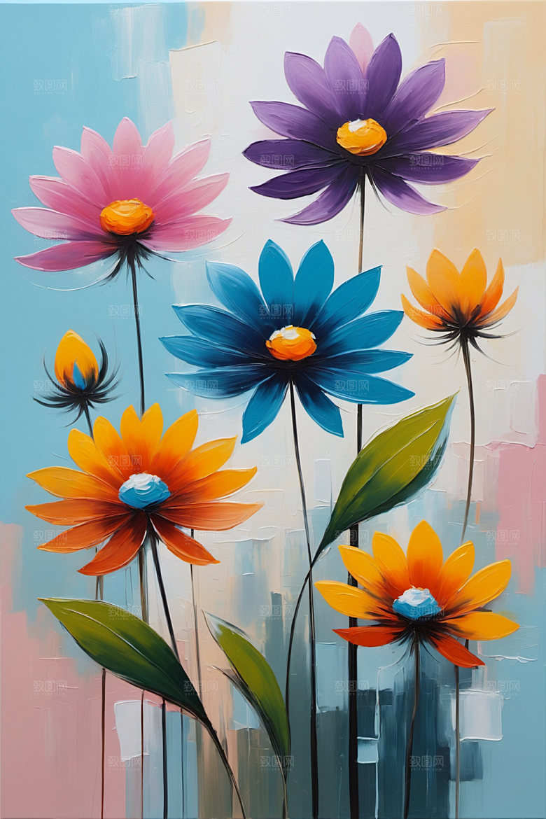 油画花卉唯美高清素材