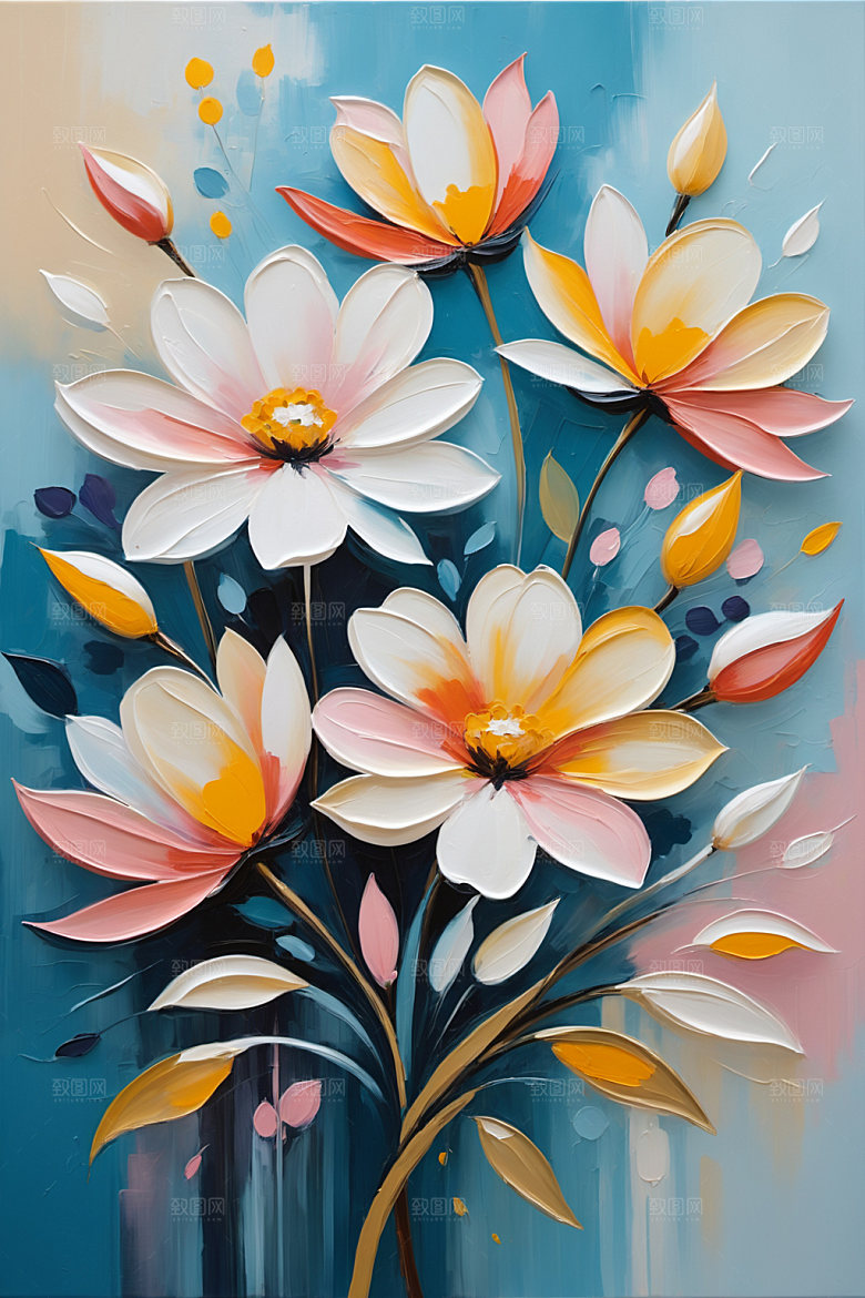 油画花卉高清浪漫素材