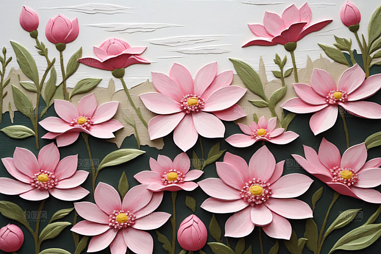 油画花卉清新立体素材