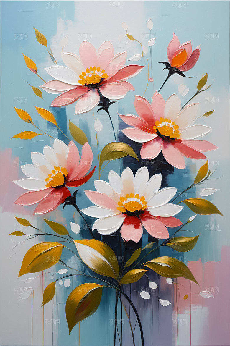油画花卉艺术彩色素材