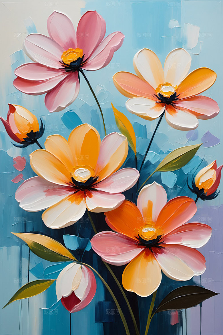 油画花卉手绘涂抹素材