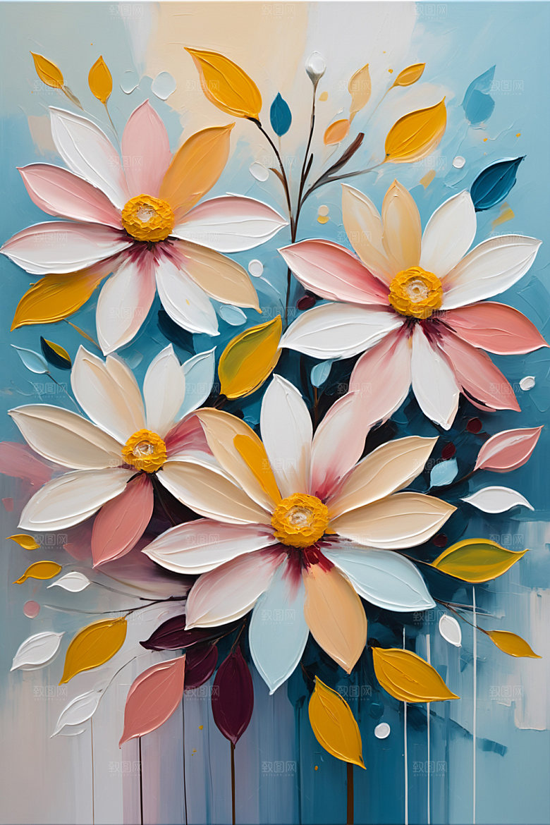 油画花卉浪漫手绘素材