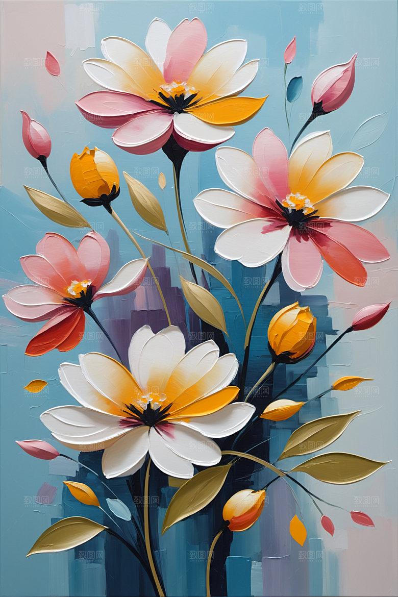 油画花卉艺术彩色素材