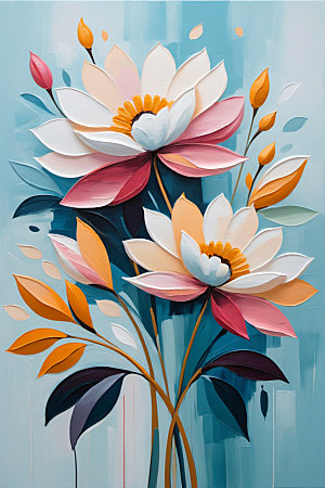 油画花卉手绘立体素材
