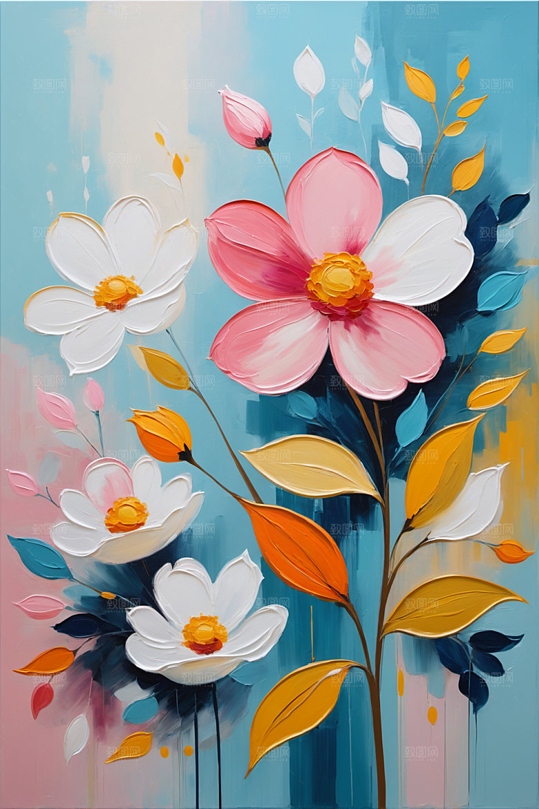 油画花卉浪漫唯美素材